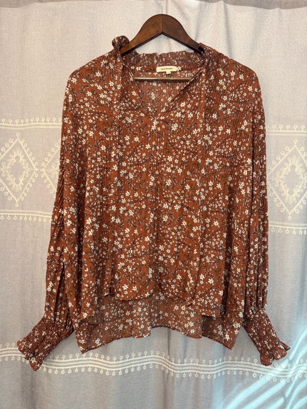 Max Studio Floral Long-Sleeve Blouse